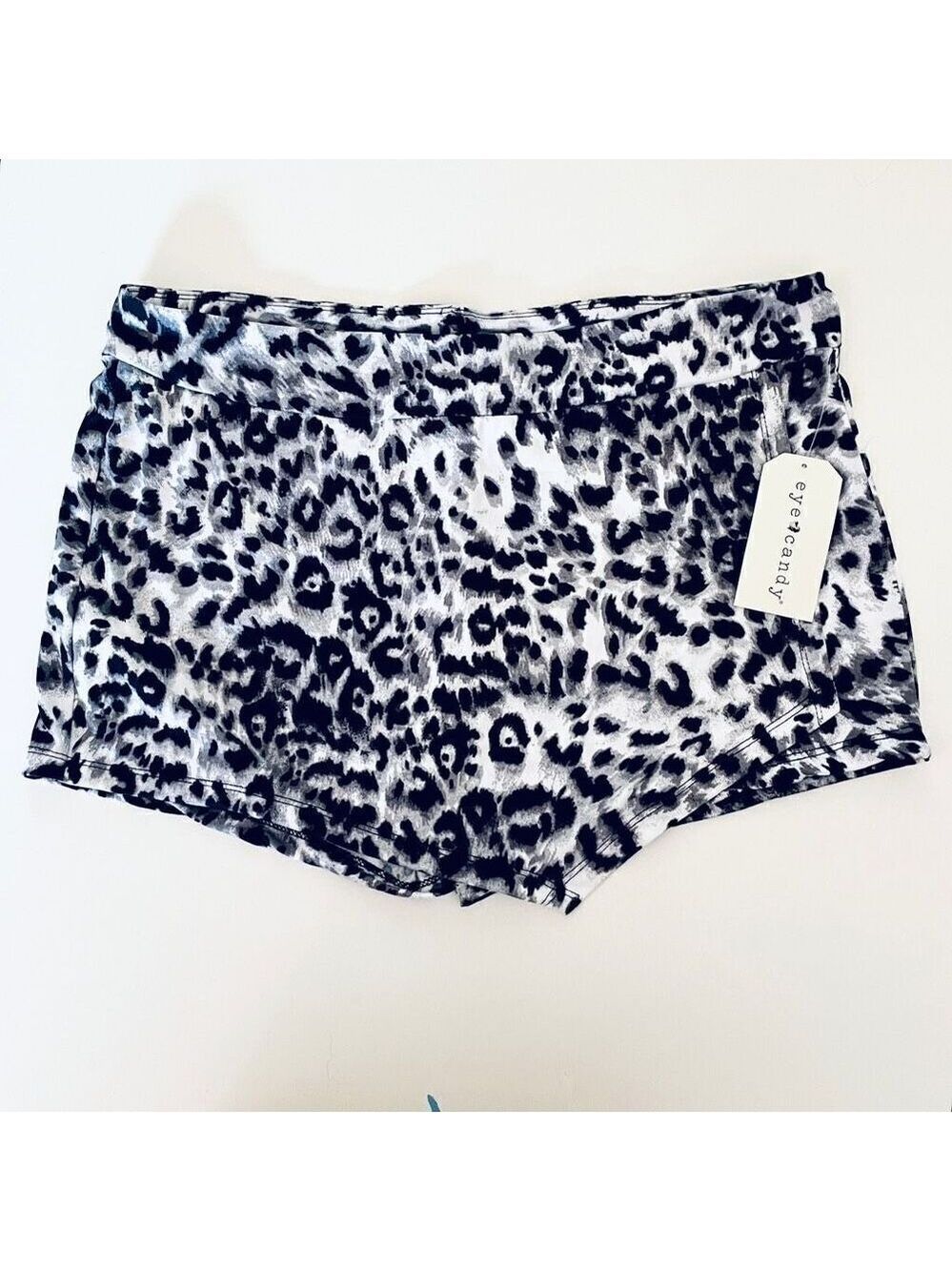 NWT Eye Candy XXL Black Grey White Leopard Cheetah Stretchy Skirt Short Skort